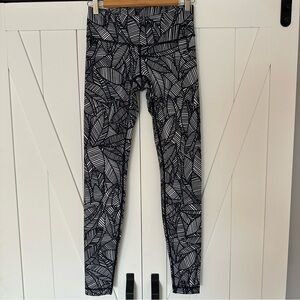lululemon athletica Black and White Leaf Print Leggings